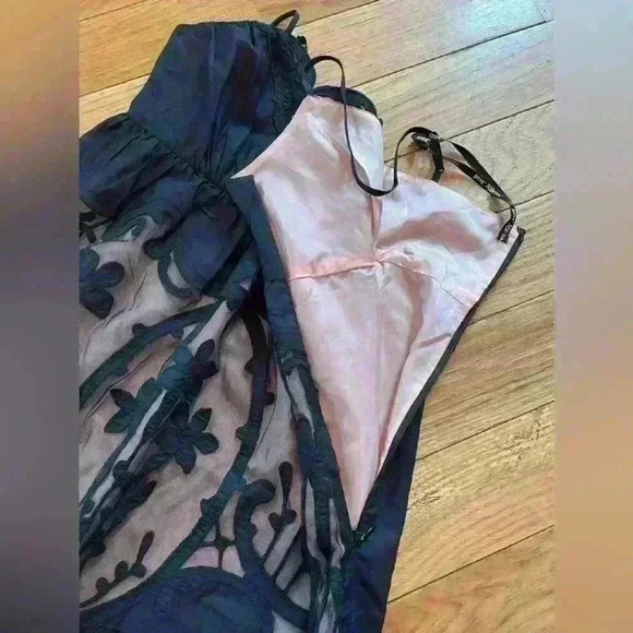 Betsey Johnson Vintage Black Mini Dress Empire Waist Illusion Sheer Y2K SZ 6 - Picture 7 of 16